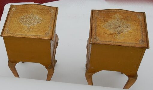 1950/70 Pair  Italian Side Bed Golden Wood - Image 8