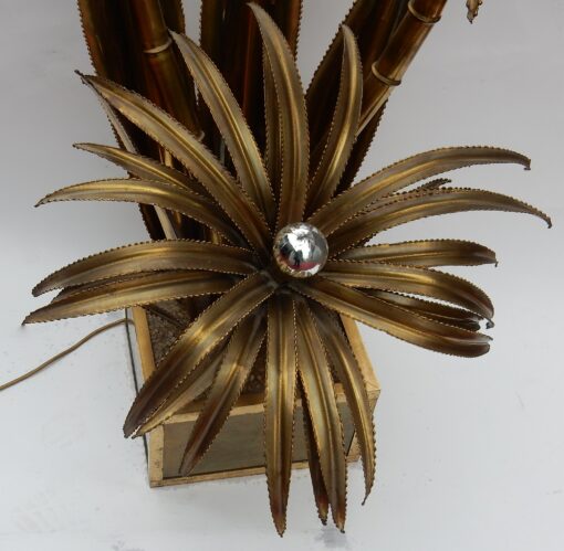 1970' Lampadaire Palmier, en Laiton Maison Jansen 3 Têtes Style Brutaliste – Image 4