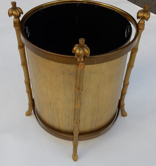 1970' Corbeille A Papier Montants Palmiers en Bronze Doré Style Maison Charles – Image 8