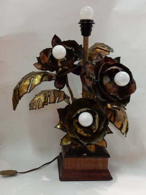 1970' Anemones Lamp in Metal Maison Jansen Style 3 Heads Baroque Style - Image 2