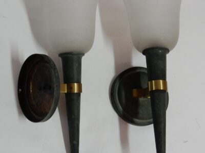 1940 '  Pair Of Wall Sconces  Art Deco By Perzel Signed