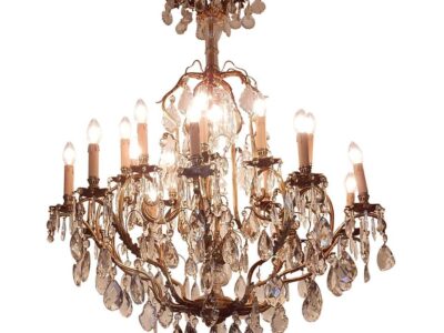 1880/1900' Bronze Cage Chandelier 10 Arms 21 Bulbs
