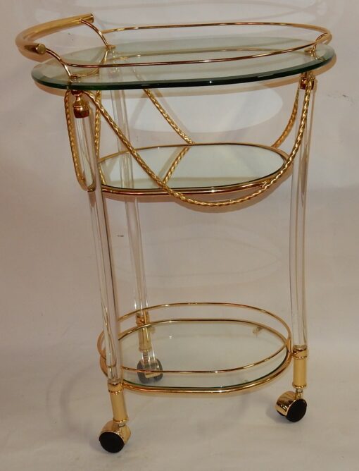 1970' Rolling Bar Lucite And Gilted Metal - Image 6