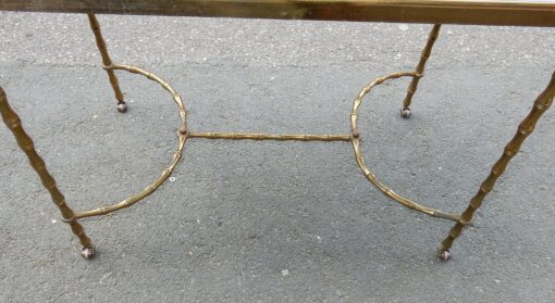 1970 'Rolling Coffee Table With Casters Maison Baguès Decor Bamboo Brass And Opaline - Image 4
