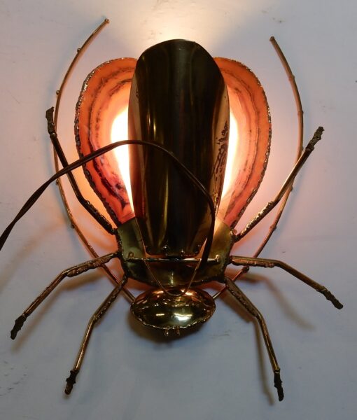 1970' Gilded Bronze Wall Lamp Cicada Style Duval Brasseur Enlightening - Image 7