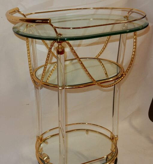 1970' Rolling Bar Lucite And Gilted Metal - Image 8