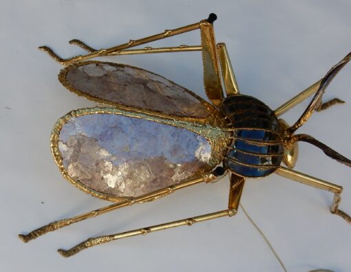 1970' Gilded Bronze and Pink Mica Cofee Table Cicada Style Duval Brasseur Enlightening - Image 8