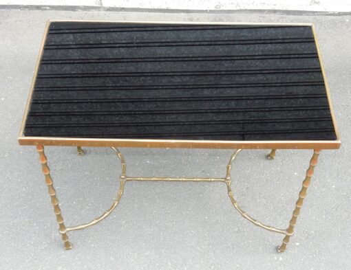 1970 'Rolling Coffee Table With Casters Maison Baguès Decor Bamboo Brass And Opaline