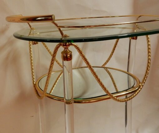 1970' Rolling Bar Lucite And Gilted Metal - Image 4