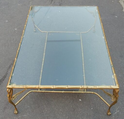 1950/70' Bronze Coffee Table With Swan and its 6 Pieces of Sofas 145 x 94 cm - Image 4