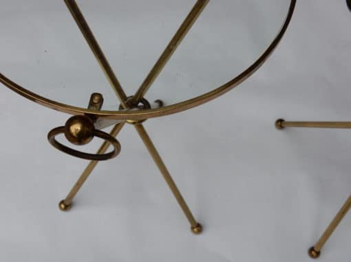 1940/50 Pedestal Pair In The Style of Jacques Adnet in Gilt  Brass with Top in Glass Diam 40 cm - Image 7