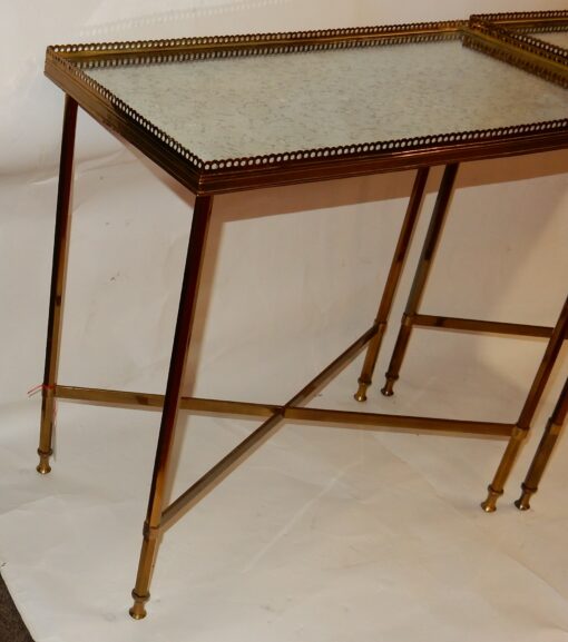 1950/70 'Pair of Ends of Bronze Sofas, Oxidized Mirror Trays With Galleries Maison Ramsay Style With Spacer - Image 2