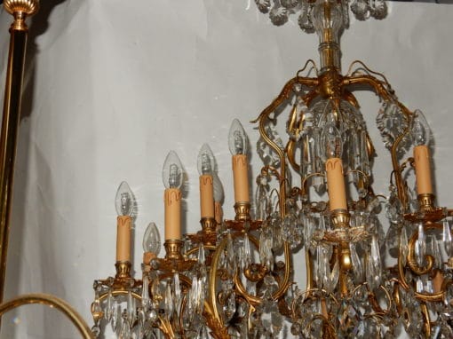 1880/1900' Lustre Cage en Bronze Doré 10 Bras 21 Lumières – Image 7
