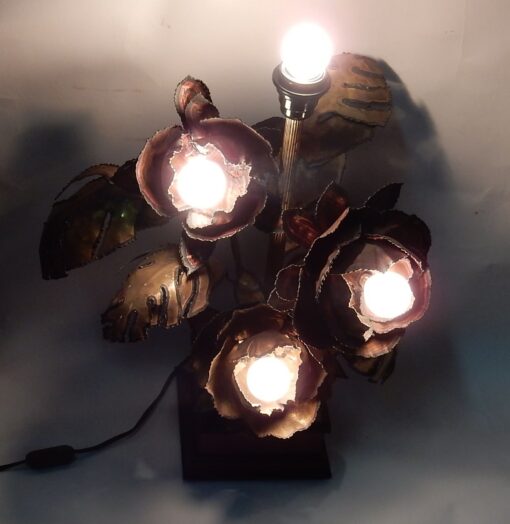 1970' Anemones Lamp in Metal Maison Jansen Style 3 Heads Baroque Style - Image 6