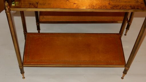 1950/70 Pair of Rectangular Ends of Sofa Maison Baguès Brass And  Trays With Gold Under Glasses With Olympic Flames (HOLD) - Image 7