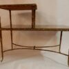 1970' Table à Étage En Bronze Doré Décor Palmier Maison Charles 72 X 38 cm – Image 5