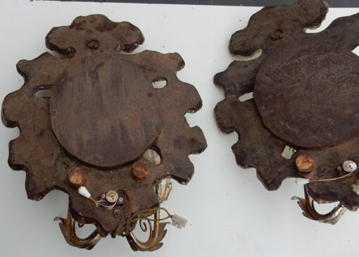 1950' Paire d Appliques Renaissance Italienne de Style En Bois Argenté – Image 3