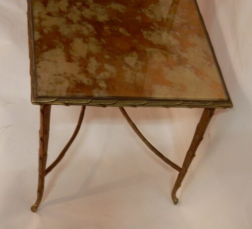 1970' Table à Étage En Bronze Doré Décor Palmier Maison Charles 72 X 38 cm – Image 3
