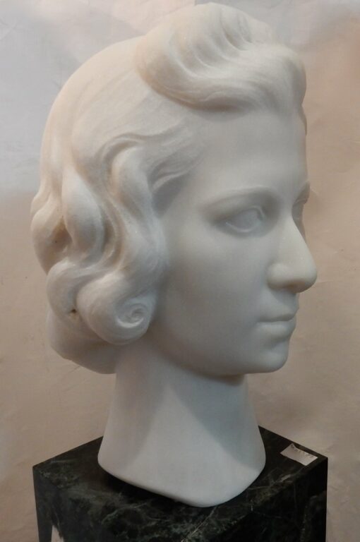 1930 'Art Deco Woman's head In Marble Signed By  M. Di Domenico - Image 6