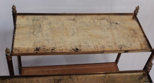 1950/70 Pair of Rectangular Ends of Sofa Maison Baguès Brass And  Trays With Gold Under Glasses With Olympic Flames (HOLD) - Image 2