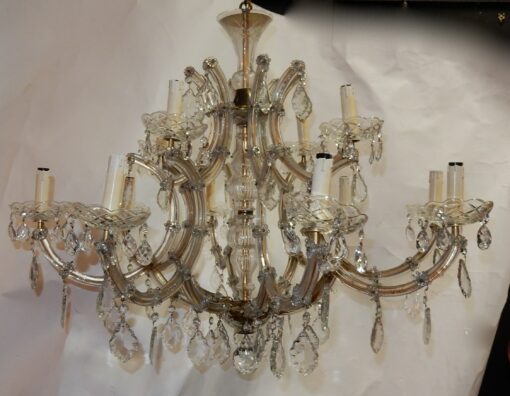 1950' Lustre Cage En Cristal de Bohême 12 Lampes – Image 4