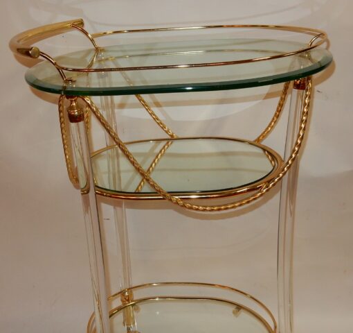 1970' Rolling Bar Lucite And Gilted Metal - Image 7
