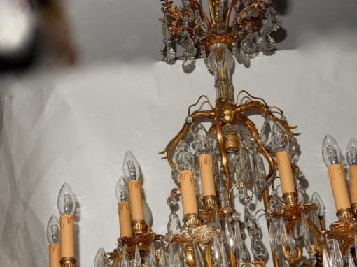 1880/1900' Lustre Cage en Bronze Doré 10 Bras 21 Lumières – Image 8