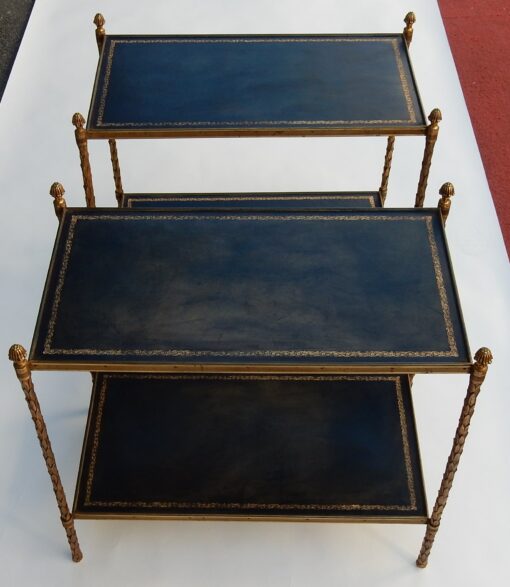 1950/70' Pair End of Sofa Style Maison Bagués Brass And palm Tree Deco 64 X 36 cm