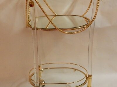 1970' Rolling Bar Lucite And Gilted Metal