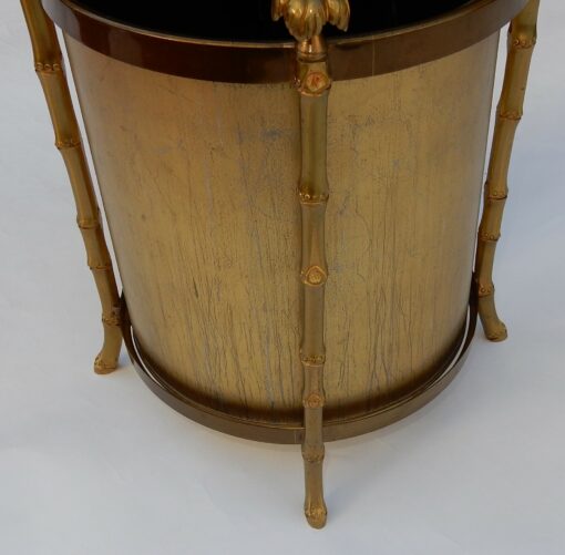 1970' Corbeille A Papier Montants Palmiers en Bronze Doré Style Maison Charles – Image 7