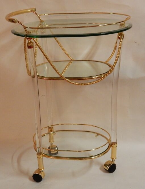 1970' Rolling Bar Lucite And Gilted Metal - Image 5
