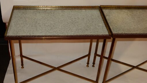 1950/70 'Pair of Ends of Bronze Sofas, Oxidized Mirror Trays With Galleries Maison Ramsay Style With Spacer - Image 6