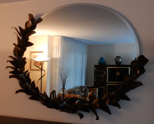 1970/80' Lighting Mirror Deco Bamboo Foliage Style Duval Brasseur By Barbier For Maison Jansen  180 X H 140 Cm - Image 3