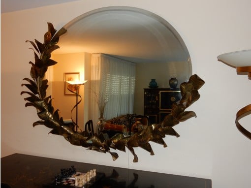 1970/80' Lighting Mirror Deco Bamboo Foliage Style Duval Brasseur By Barbier For Maison Jansen  180 X H 140 Cm - Image 4