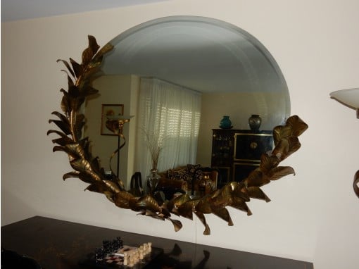 1970/80' Lighting Mirror Deco Bamboo Foliage Style Duval Brasseur By Barbier For Maison Jansen  180 X H 140 Cm - Image 5