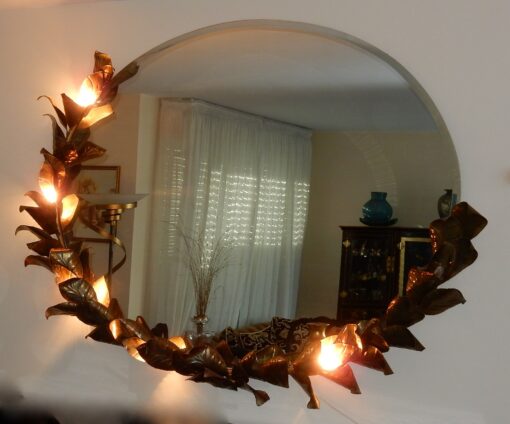 1970/80' Lighting Mirror Deco Bamboo Foliage Style Duval Brasseur By Barbier For Maison Jansen  180 X H 140 Cm - Image 9