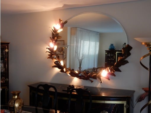 1970/80' Lighting Mirror Deco Bamboo Foliage Style Duval Brasseur By Barbier For Maison Jansen  180 X H 140 Cm - Image 10