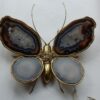 Bronze or brass butterfly sconce, 4 bulbs, agate wings, good condition, circa 1970, Wings: 53 X 50 H CM - Image 2