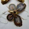 Bronze or brass butterfly sconce, 4 bulbs, agate wings, good condition, circa 1970, Wings: 53 X 50 H CM - Image 9