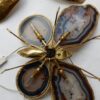 Bronze or brass butterfly sconce, 4 bulbs, agate wings, good condition, circa 1970, Wings: 53 X 50 H CM - Image 11