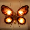 Bronze or brass butterfly sconce, 4 bulbs, agate wings, good condition, circa 1970, Wings: 53 X 50 H CM