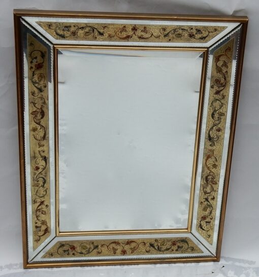 1970 'Mirror Decorations Fixed Under Glass 97 X 74 Cm