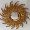 1950/70 ' Miroir Soleil Rayons Tournants Convexe, Bois Doré Diametre 58 Cm