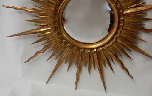 1950/70 ' Miroir Soleil Bois Doré Convexe Diamètre 87 Cm – Image 3