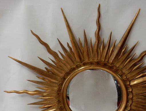 1950/70 ' Miroir Soleil Bois Doré Convexe Diamètre 87 Cm – Image 5