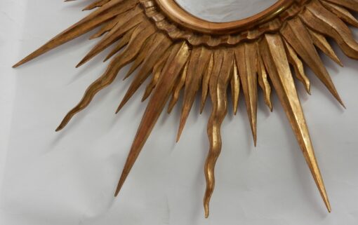 1950/70 ' Miroir Soleil Bois Doré Convexe Diamètre 87 Cm – Image 6