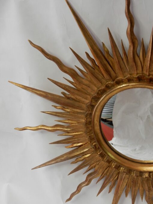 1950/70 ' Miroir Soleil Bois Doré Convexe Diamètre 87 Cm – Image 7