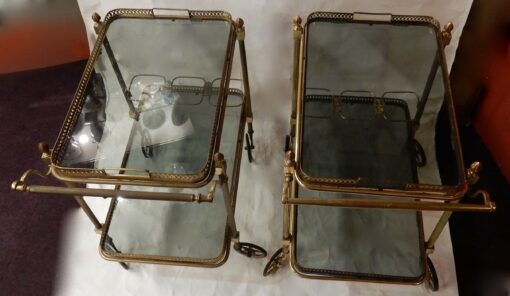 1970 ' Pair Of Rolling Bar in Bronze and Gold Brass Maison Bagués(HOLD)