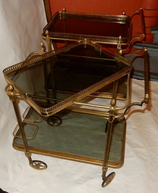1970 ' Pair Of Rolling Bar in Bronze and Gold Brass Maison Bagués(HOLD) - Image 5