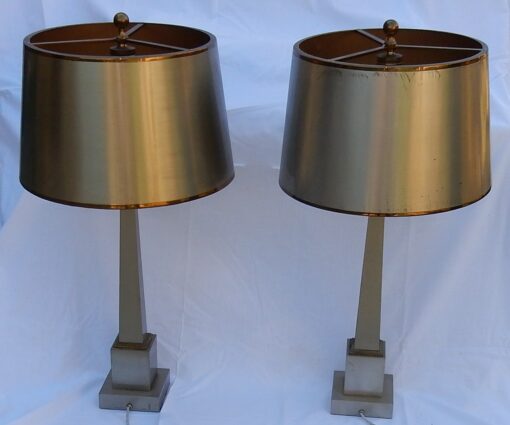 1950/70 Pair Of Lamps In Brass And Bronze Obelisks Silver And Gold Signed Charles - Image 12